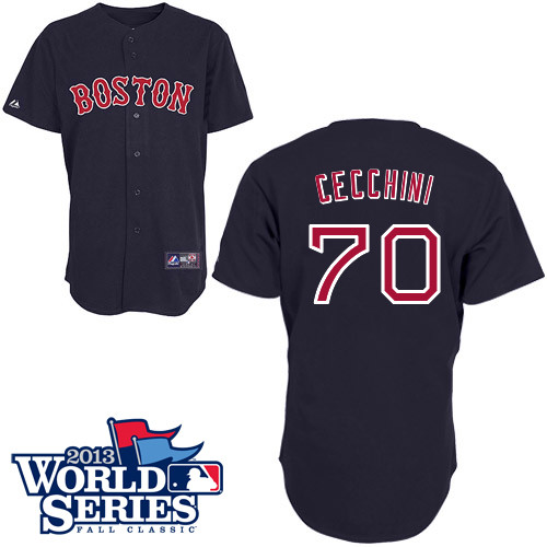 Garin Cecchini #70 MLB Jersey-Boston Red Sox Men's Authentic 2013 World Series Champions Road Baseball Jersey